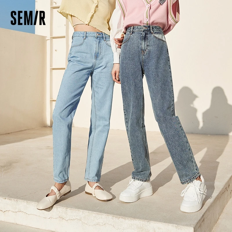 Top Trends: Semir Jeans Women Hong Kong Style Straight Pants Basic Cotton 2022 Spring New Old Trousers Ladies All-Match Thin Shoppable Styles