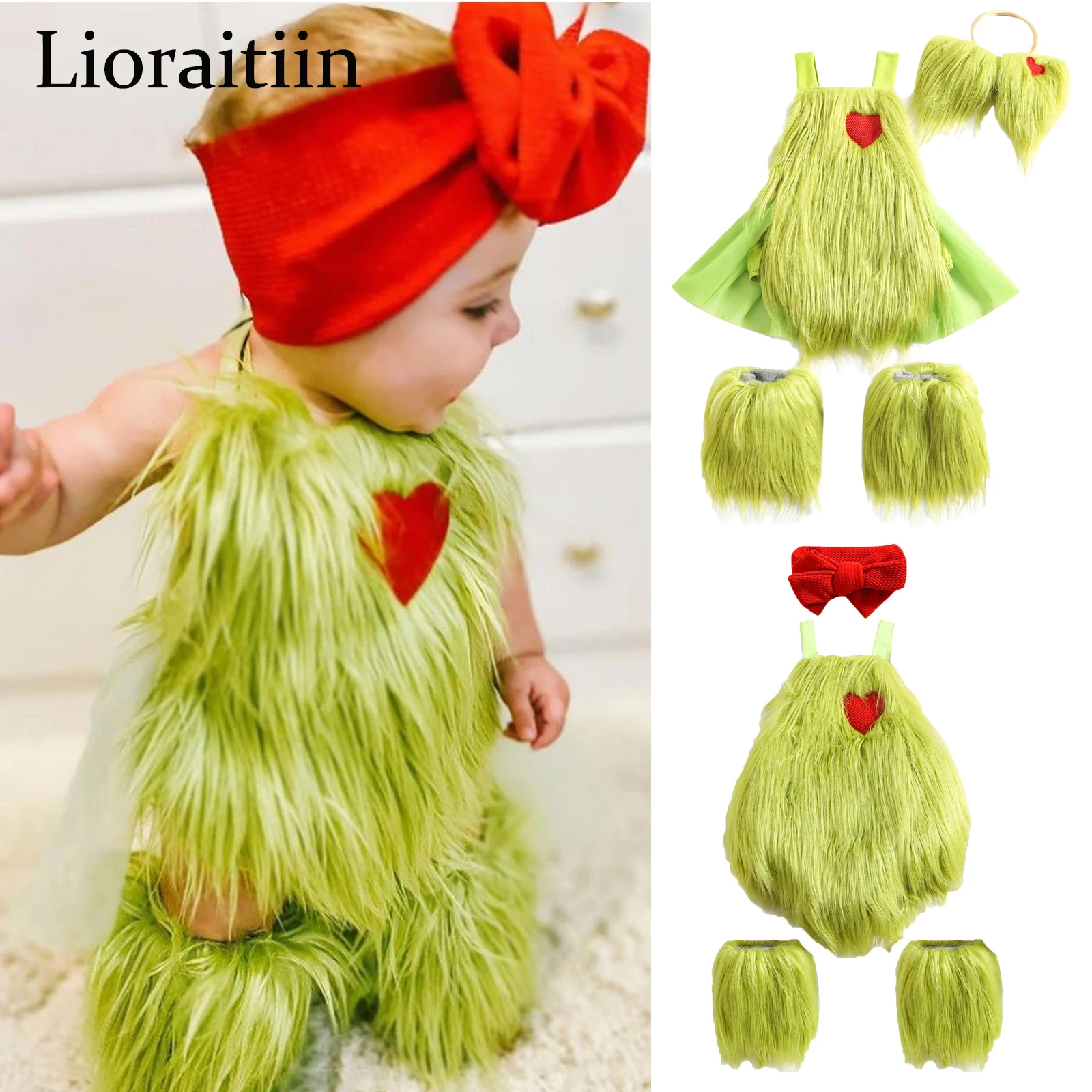 Top Trends: 2022-07-29 Lioraitiin 0-24M Infant Baby Girl Suit Set Halter Neck Sleeveless Bodysuit Headband+ Leg Warmer Halloween Clothing Shoppable Styles