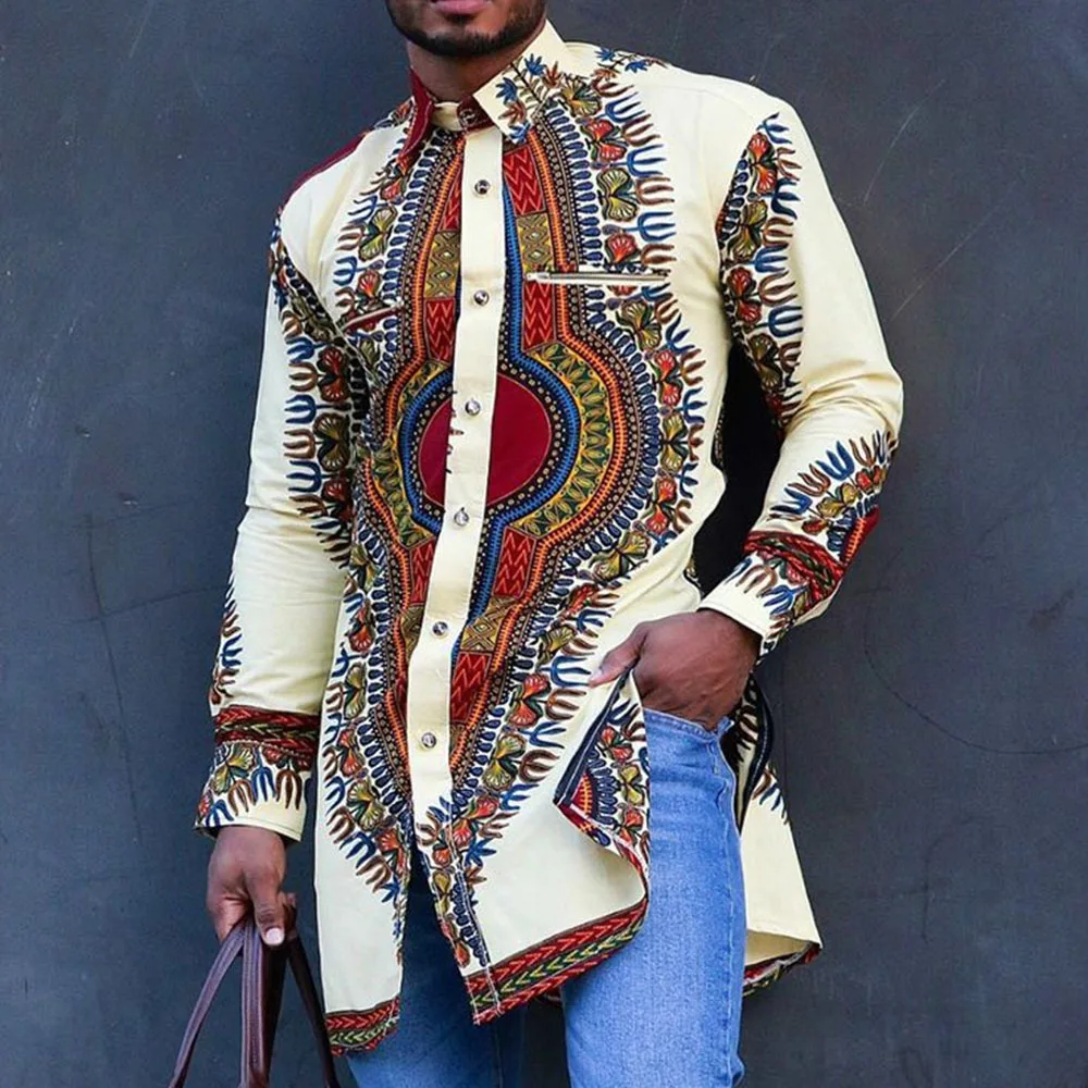 Top Trends: Dashiki African Men's Clothing Ethnic Print Plus Size Tops Wedding Party Wear Classic Men's Shirts New 2022 (M-4XL) Shoppable Styles