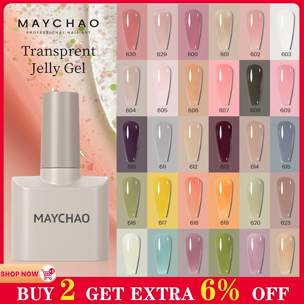 Top Trends: MAYCHAO 12ml Translucent Jelly Gel Nail Polish Nude Pink All For Manicure Semi Permanent Soak Off UV LED Gel Nail Art Varnish Shoppable Styles