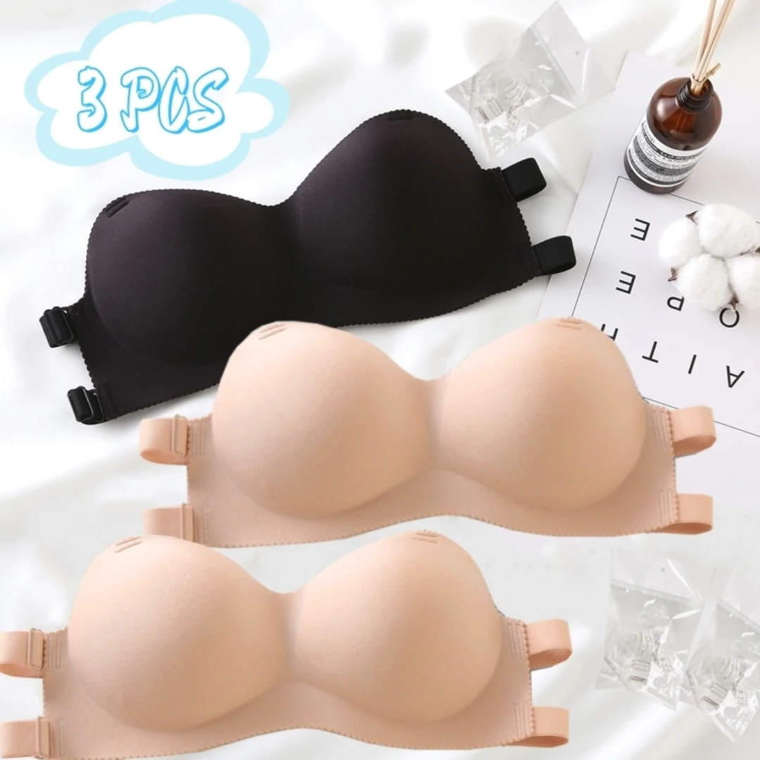 Top Trends: 3-Piece Combination Japanese Style Simple Invisible No Steel Ring Underwear Beautiful Back Sexy Push-up Tube Bottom Bra Shoppable Styles