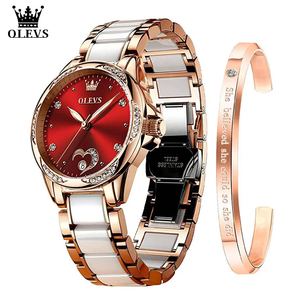 Top Trends: OLEVS Watch For Women Automatic Mechanical Ladies Wrist Watch Stainless Steel Ceramic Watchband Heart Diamond Girls Dress Watch Shoppable Styles