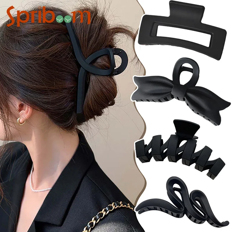 Top Trends: Matte Black Hair Clip For Women Fashion French Elegant Hairgrips Large Hair Claw Clips Girls Hairpins Korean Hair Accessories Shoppable Styles