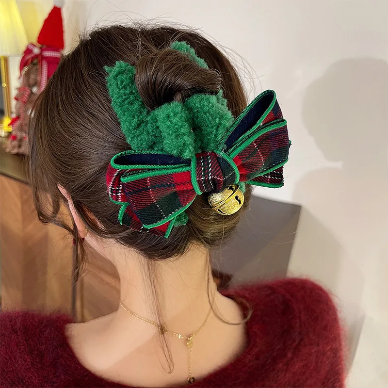 Top Trends: VANIKA New Vintage Bow Plush Hair Claw Christmas Crab Clips Fashion Ponytail Claw Clip For Women Headwear WOMAN HAIR CLIP Gifts Shoppable Styles