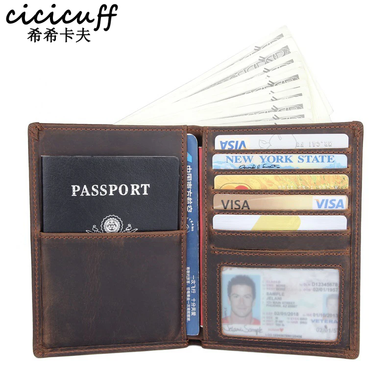 Top Trends: Passport Cover Genuine Leather Multi-function Credentials Bag Travel Wallet Unisex Cards Purse Ticket Holder Crazy Horse Leather Shoppable Styles