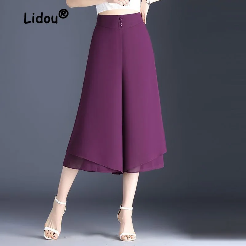 Top Trends: Chiffon Capris Wide Leg Pants Women&#039;s Summer 2023 New High End Skirt Pants Straight Tube Drop Feel Casual Pants Skirt Pants Shoppable Styles