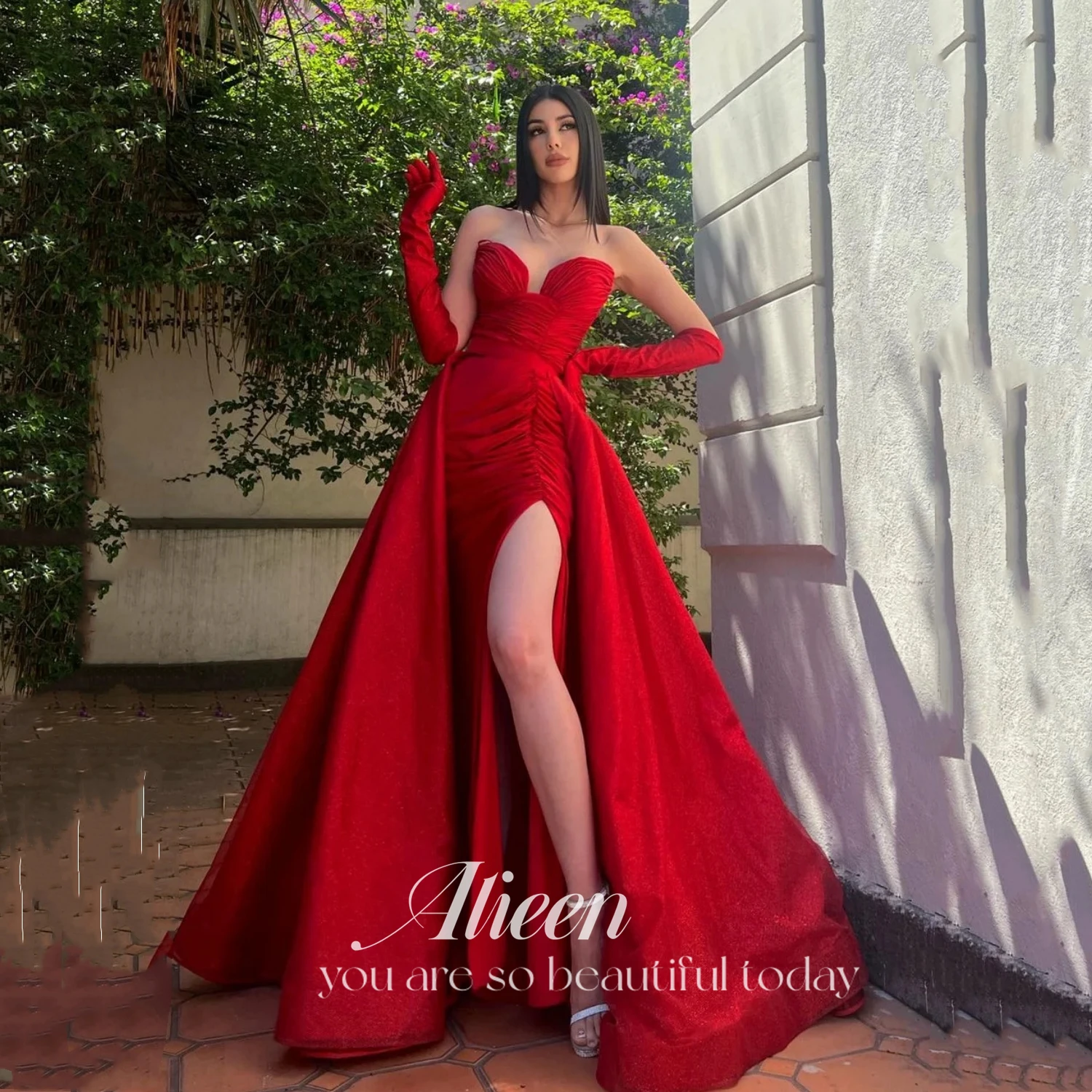 Top Trends: Aileen Dubai Luxury Evening Dress Party Evening Elegant Luxury Celebrity Satin Ladies Dresses For Special Occasion Red Line A Shoppable Styles