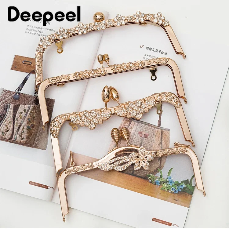 Top Trends: 1Pc Deepeel Retro Square Embossed Bag Handles Metal Handmade Sewing Brackets Kiss Clasp Handbag Purse Frame Handle Accessories Shoppable Styles