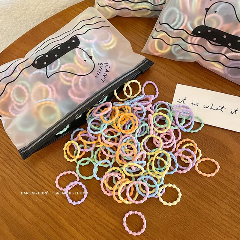 Top Trends: 50 / 100Pcs Set Kids Hair Accessories For Girls High Elastic Solid Hairband Baby Rubber Hair Bands Cute Children's Ropes Ties Shoppable Styles - Image 5