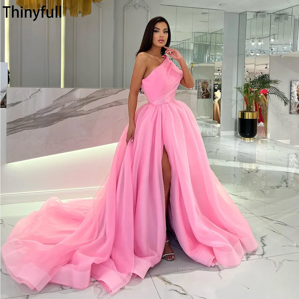 Top Trends: Thinyfull Organza A Line Evening Dresses Leg Slit One Shoulder Prom Party Dresses Events Gowns Formal Occasion Dress Dubai 2024 Shoppable Styles