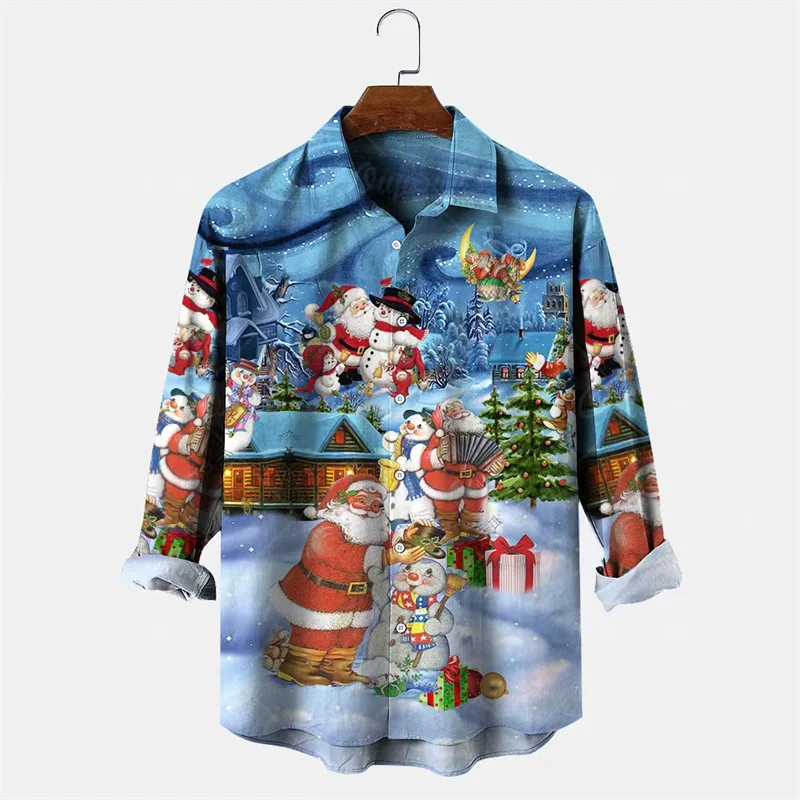 Top Trends: Stylish Shirt Christmas New Style Designer Design 2024 Christmas Snowman Party Men's Tops Shirt Lapel Button Christmas Tops Shoppable Styles