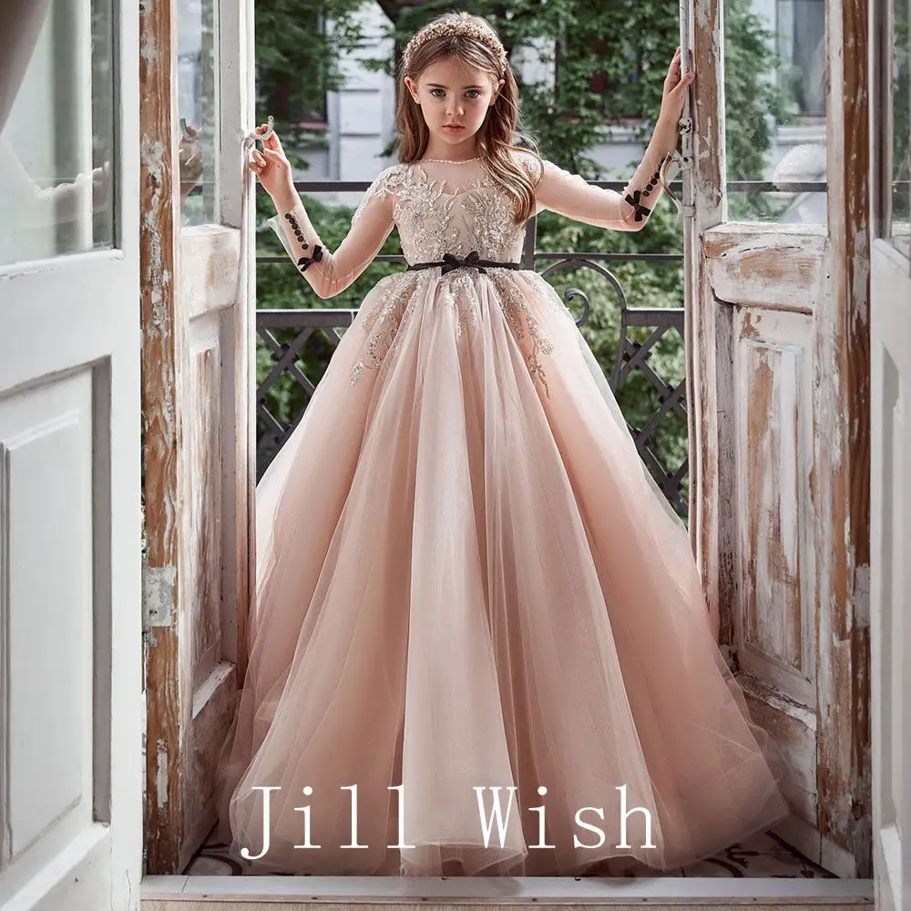 Top Trends: Jill Wish Luxury Pearl Flower Girl Dress Beading Elegant Princess Kids Wedding Birthday First Communion Party Gown 2024 J266 Shoppable Styles