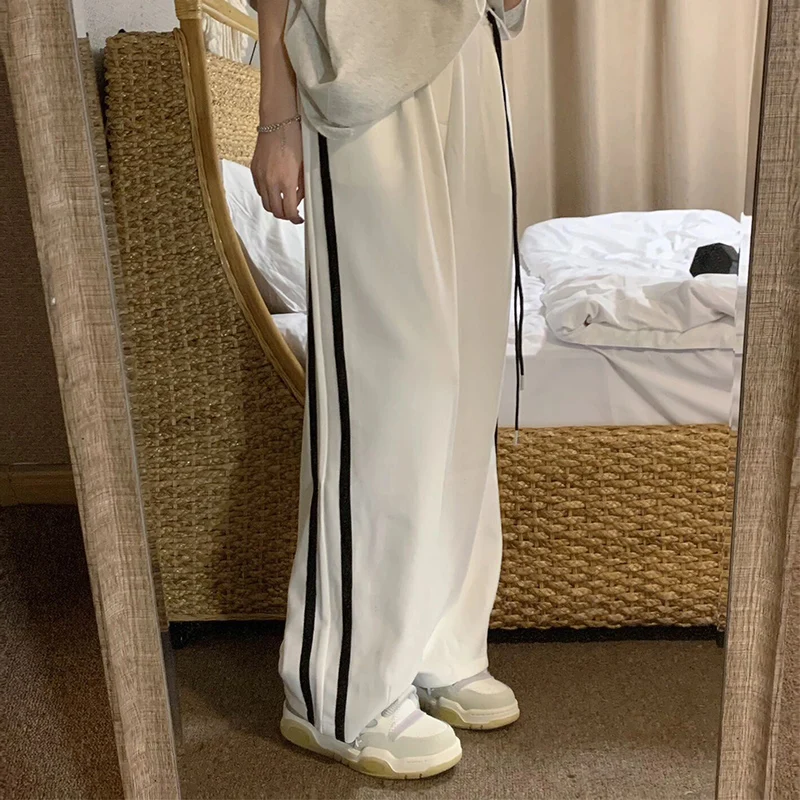 Top Trends: Korean Style Oversize White Jogging Sweatpants Women Hippie Kpop Streetwear Striped Sports Pants Casual Summer Harajuku Trousers Shoppable Styles