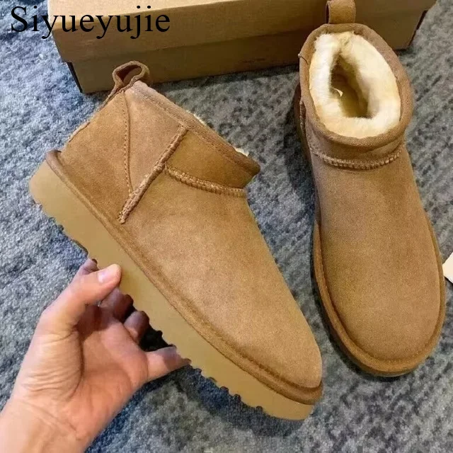 Top Trends: Woman Winter Warm Snow Boots Tazz Fur Real Sheepskin Wool Low-cut Warm Fur Shoes Man And Women Winter Short Boots Big Size 44 Shoppable Styles - Image 3