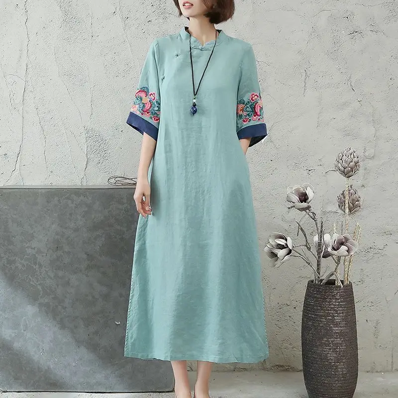 Top Trends: 2024 New Chinese Embroidered Hanfu Qipao Dress Women Traditional National Style Spring Summer Casual Daily Loose Cheongsam Shoppable Styles