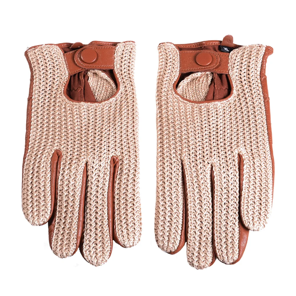 Top Trends: Men's Classic Real Leather Retro Unlined Driving Knitted Sports Riding Equestrianism Touch Screen Short Gloves Shoppable Styles - Image 3