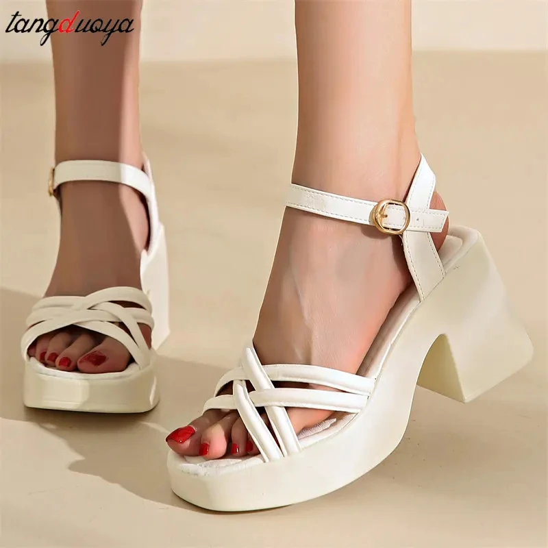 Top Trends: Heels For Women White High Heels Sandals Women Sexy Open Toe Party Dress Pumps Elegant Ankle Strap Dance Shoes Zapatos Mujer Shoppable Styles