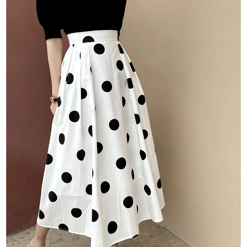 Top Trends: Fashion Elegant Polka Dot Printed Skirt Women's Clothing Summer Casual Korean High Waist A-Line Temperament Skirts For Female Shoppable Styles - Image 2