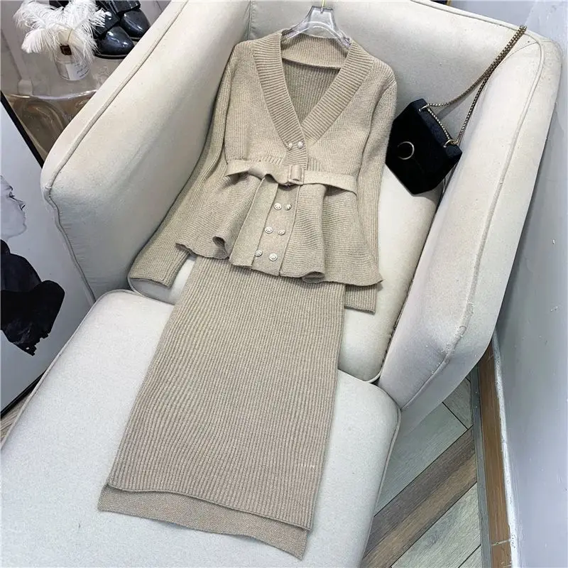 Top Trends: Women Clothing Outfits 2023 Spring Autumn French Celebrity Style Knitted Cardigan Fashion Slim Half Skirt Two Piece Set Shoppable Styles