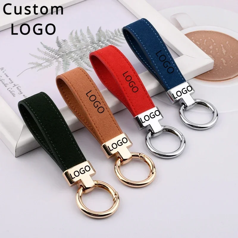 Top Trends: Customized Suede Leather Keychain For Men And Women Car Logo Metal Key Chain Pendant Laser Engrave Retro Vintage Keyring Gift Shoppable Styles