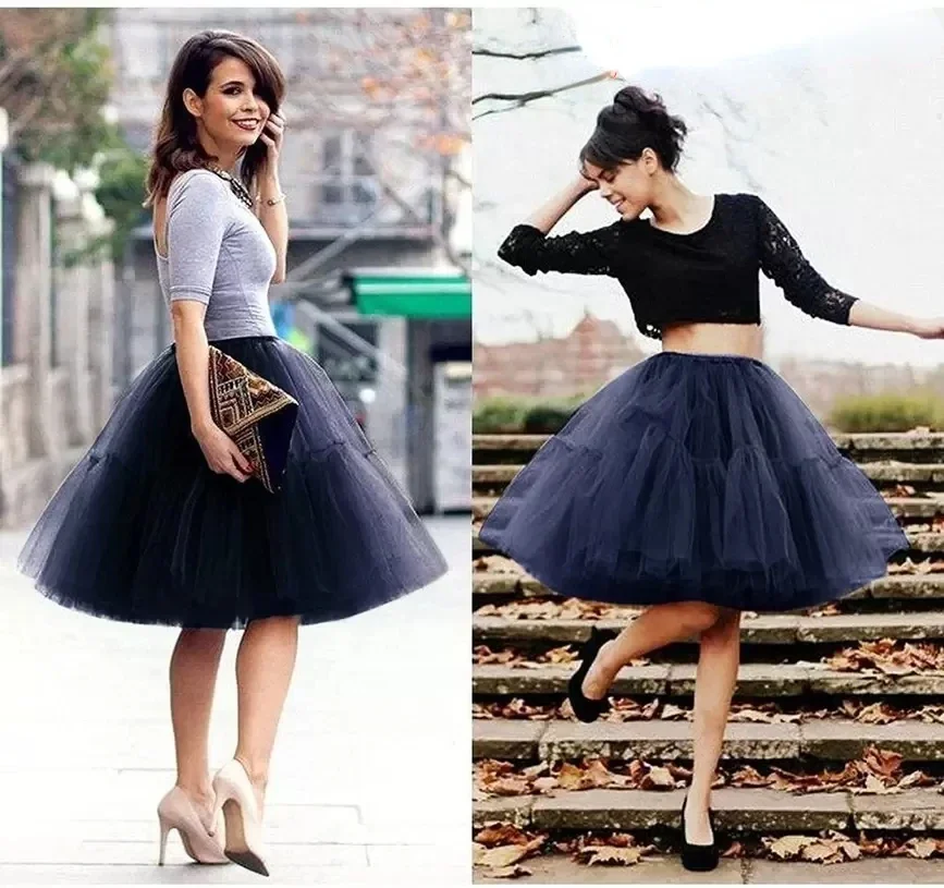 Top Trends: Tutu Tulle Petticoats Midi Knee Length Underskirt Tulle Party Prom Adult Flare Puffy Women Skirts Shoppable Styles