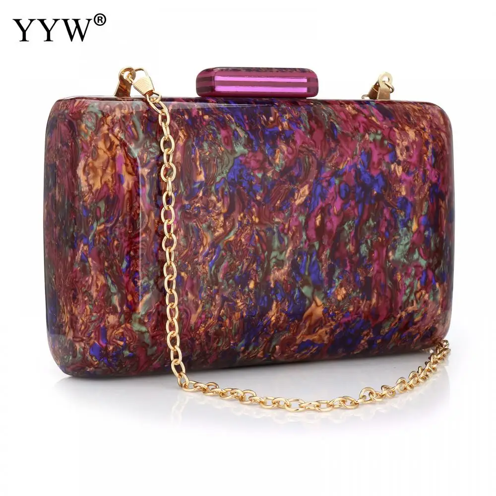 Top Trends: YYW Acrylic Women Bag Vintage Colorful Marble Party Prom Evening Clutch Bag Luxury Party Handbag Woman Casual Box Clutches Purse Shoppable Styles