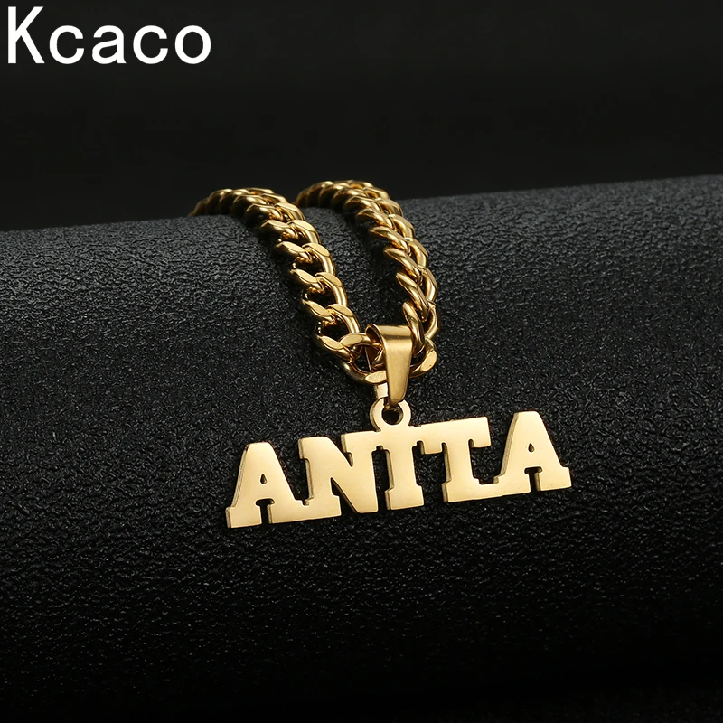 Top Trends: Kcaco Customized Name Necklaces Pendant For Men Women Personalized Custom Gold 5mm Cuban Chain Stainless Steel Nameplate Jewelry Shoppable Styles