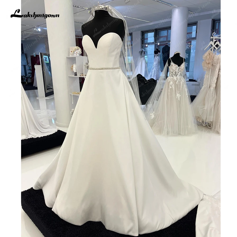 Top Trends: Lakshmigown Satin Wedding Dresses Sweetheart Court Train Elegant Bride Dress A-Line Long Dresses For Women 2024 Robe De Mariee Shoppable Styles