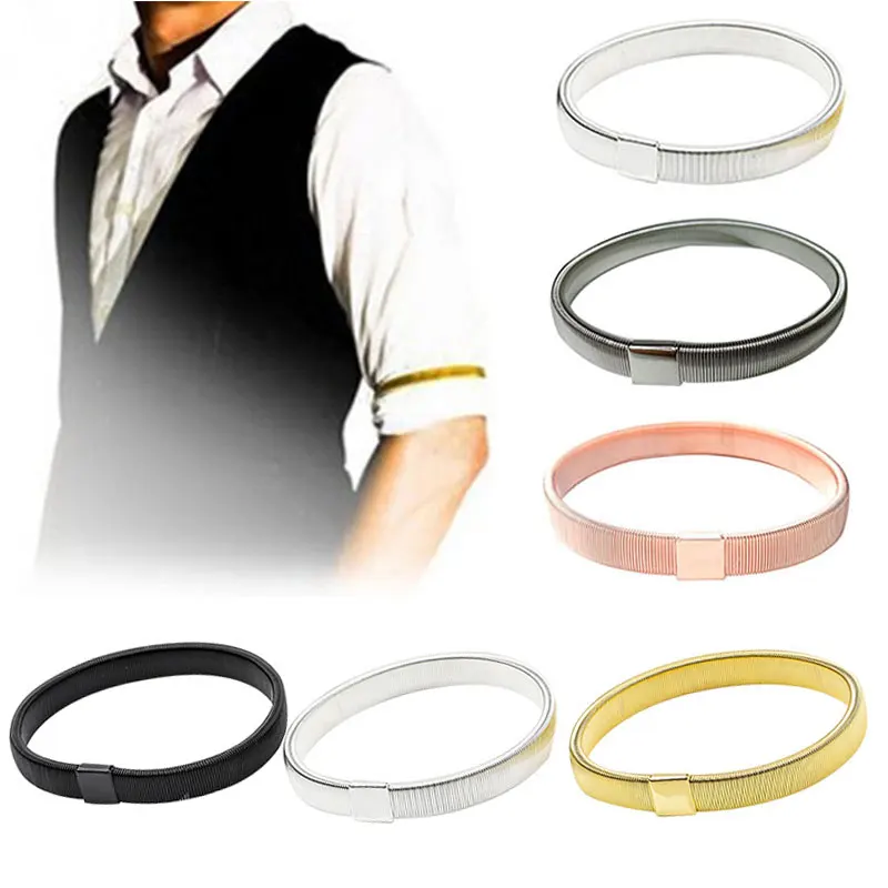 Top Trends: Unisex Stretchy Metal Sleeve Garters Fashion Wristband Hoop Armband Women Men Elastic Shirt Sleeve Holder Non-Slip Cuff Shoppable Styles