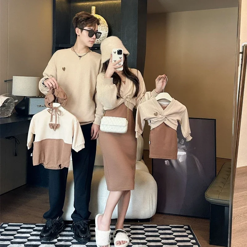 Top Trends: Family Clothes Korean Mom Daughter Girl Dress Sets Dad Son Child Matching Sweatshirts Baby Romper Women Dresses Outfits Couple Shoppable Styles