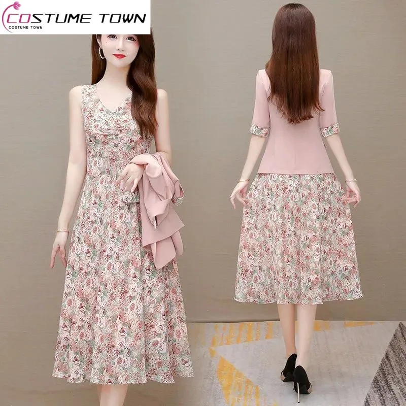 Top Trends: Single / suit Small Suit Two-piece Dress Spring / Summer 2023 New Fashionable Western-style Age Reducing Floral Dress Shoppable Styles