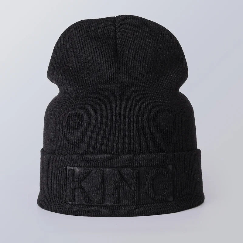 Top Trends: Winter Hat King Queen Beanies Fashion Hip Hop Couples Cap Casual Solid Hat Men Woman Warm Knitted Beanie Ski Skullies Bonnet Shoppable Styles - Image 5