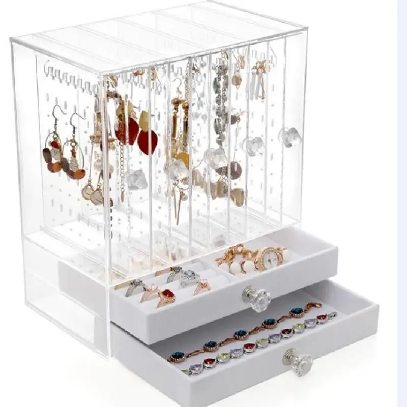 Top Trends: Luxury Transparent Acrylic Jewelry Storage Box Earrings Display Case Nordic Jewelry Storage Box Large Capacity 360 Drawer Gift Shoppable Styles