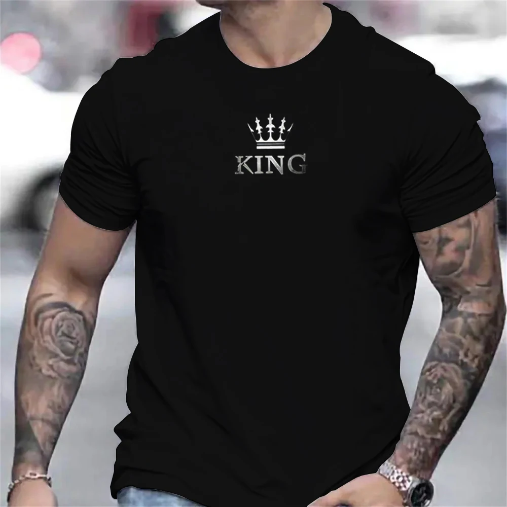 Top Trends: Vintage Men'S T-Shirt Letter Printing King Men Clothing Summer Casual Short Sleeve Street Designer Top Tees Oversized Sweatshirt Shoppable Styles