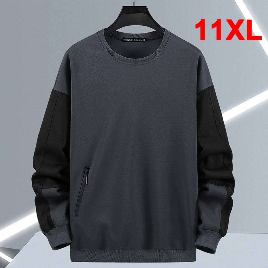 Top Trends: Streetwear Patchwork Sweatshirt Men Plus Size 10XL 11XL Sweatshirts Spring Autumn Tracksuit Men Big Size 11XL Shoppable Styles