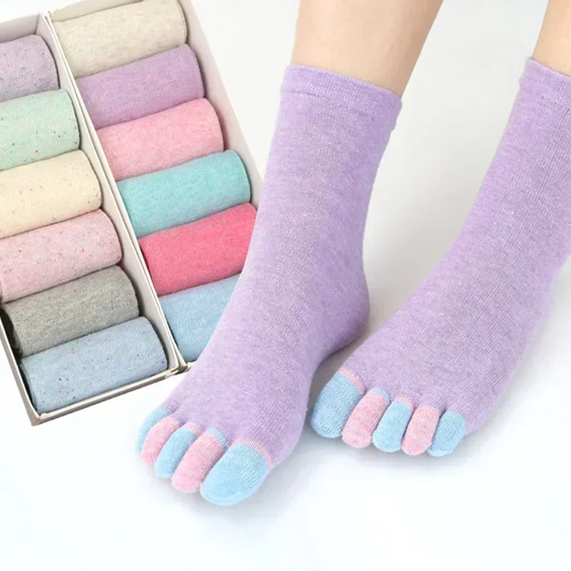 Top Trends: 12 Candy Colors Five Finger Socks Casual Cute Individual Breathable Women Toe Socking Party Birthday Gift One-Size Women Socks Shoppable Styles