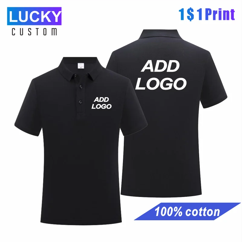 Top Trends: High Quality Men's 100% Cotton Polo Shirt Custom Embroidery Printed Company Logo Solid Color Short Sleeved Polo Shirt T-Shirt Shoppable Styles