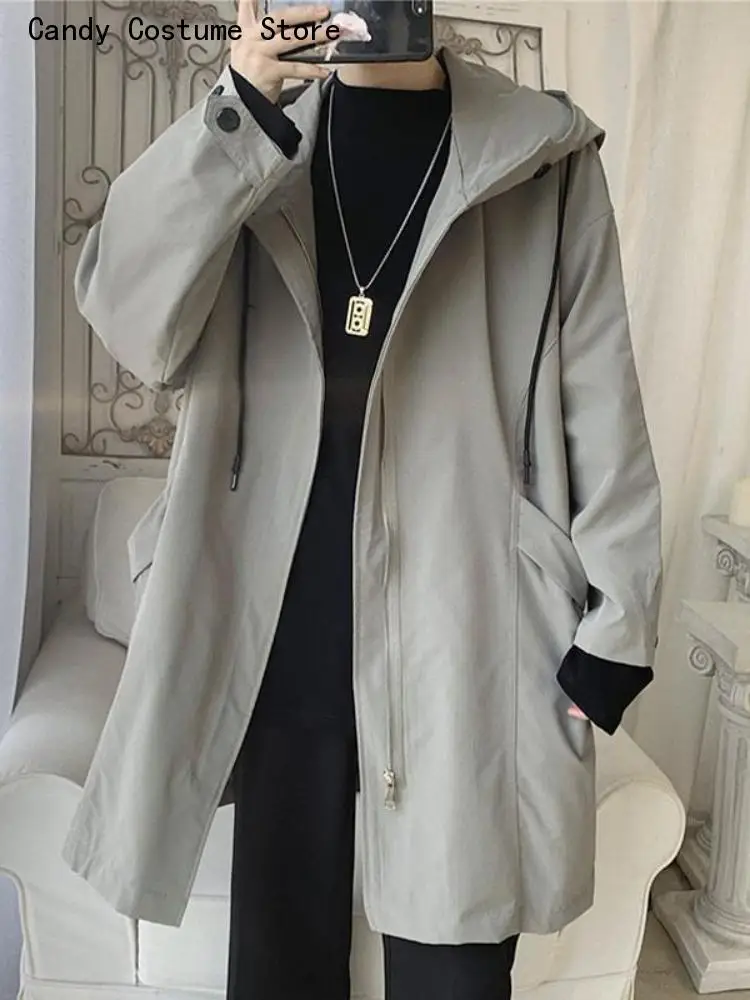 Top Trends: Hooded Jacket Handsome Preppy Cape Cloak Punk Streetwear Windbreaker Men&#039;s Mid-length Spring Autumn Trench Coat Korean Trend Shoppable Styles