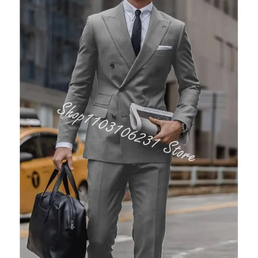 Top Trends: 2 Piece Men's Wedding Suit Fashion Male Slim Business Office Suit Men Blazer Pants Male Tuxedos For Groom Wedding Costume Homme Shoppable Styles - Image 2