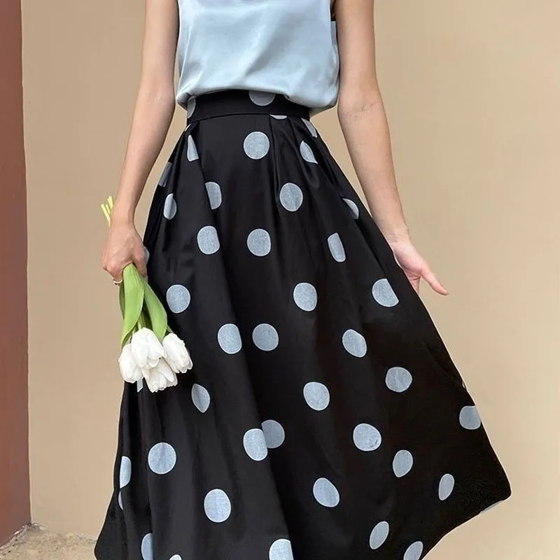 Top Trends: Fashion Elegant Polka Dot Printed Skirt Women's Clothing Summer Casual Korean High Waist A-Line Temperament Skirts For Female Shoppable Styles - Image 5