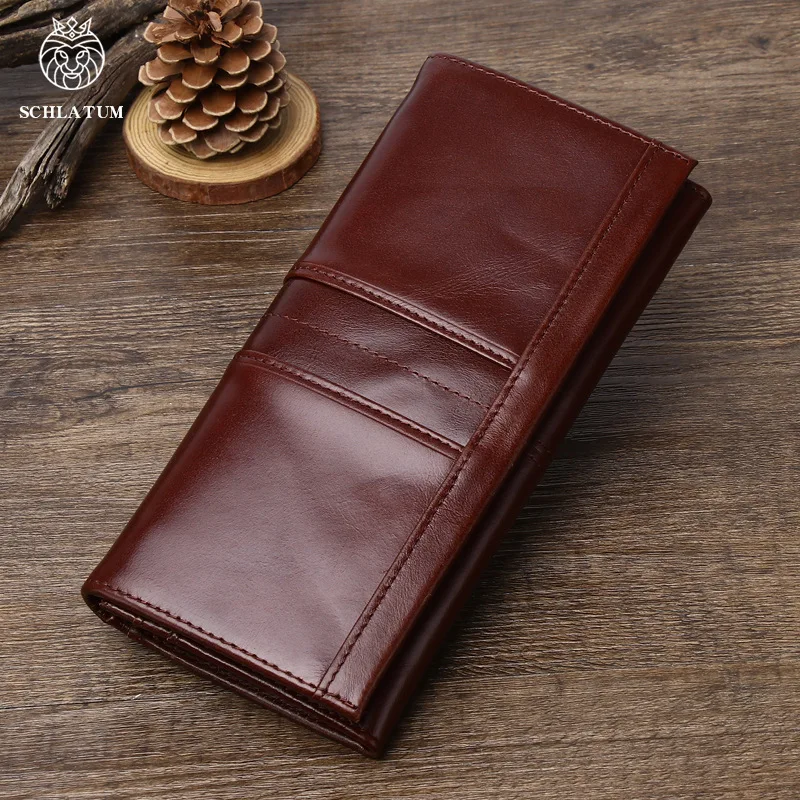 Top Trends: RFID Genuine Leather Men&#039;s Long Wallet First Layer Cowhide Leather Large Capacity Clutch Slim Card Holder Purse Wallet Shoppable Styles