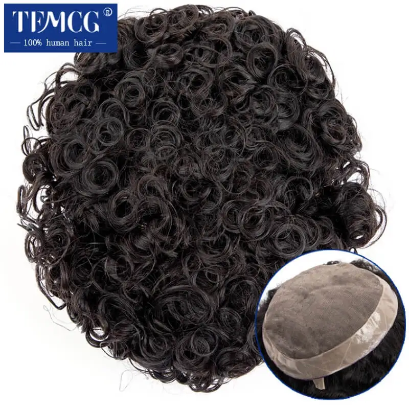 Top Trends: 20mm Curly Hairpiece Fine Mono Male Hair Prosthesis Men Toupee 100% Indian Human Hair  7&quot; Male Wig Exhuast Systems Men Wig Shoppable Styles