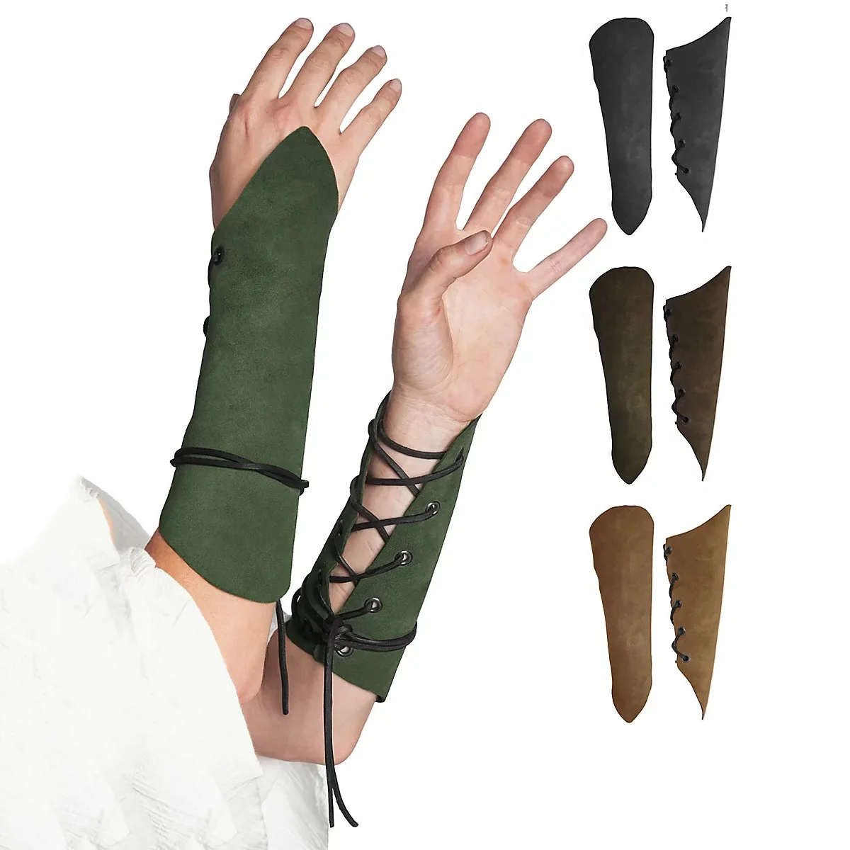 Top Trends: Women Celtic Costume Props Medeival Wristbands Suede Lace Up Pixie Archer Arm Gear Elf Cosplay Aceessories Female Hunter Gloves Shoppable Styles