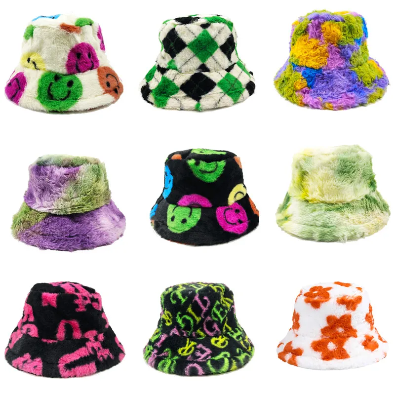 Top Trends: Plush Unisex Flower Tie Dyed Autumn And Winter Women's Outdoor Ear Protection Warm Korean Fashion Fisherman's Hat Shoppable Styles