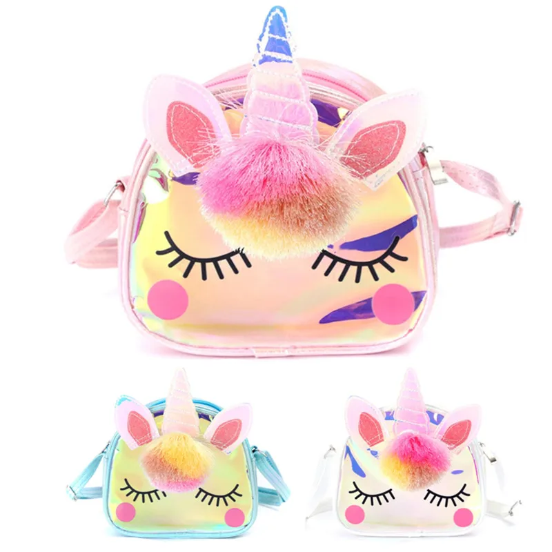 Top Trends: Cartoon Shoulder Crossbody Messenger Bags For Girls Party Gift Fashion Shiny Rainbow Unicorn Handbag Purse Shoppable Styles