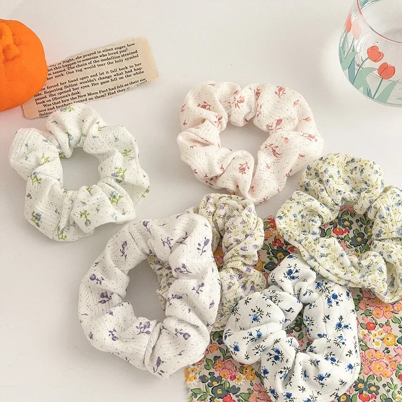 Top Trends: Korean Floral Print Scrunchies Fashion Hairband Ropes For Ponytail Holder Elastic Hair Band Sweet Hair Ties Hair Accessories Shoppable Styles - Image 3