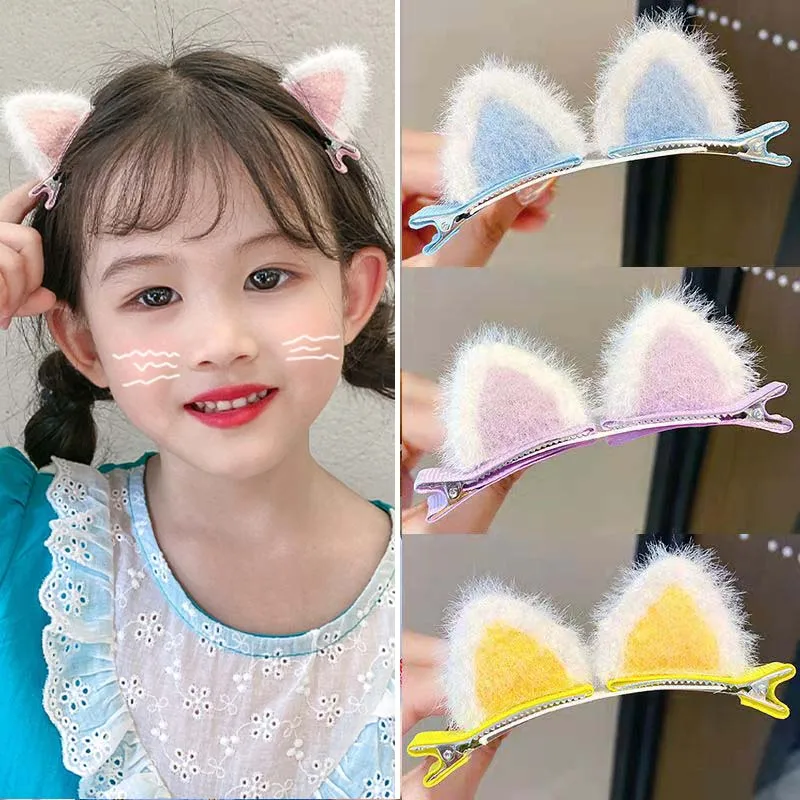 Top Trends: Oaoleer 2PCS / Set Girls Cute Soft Plush Cat Ears Hairpins Lovely Furry Animal Ears Hair Clip Headwear Sweet Girl Hair Accessories Shoppable Styles