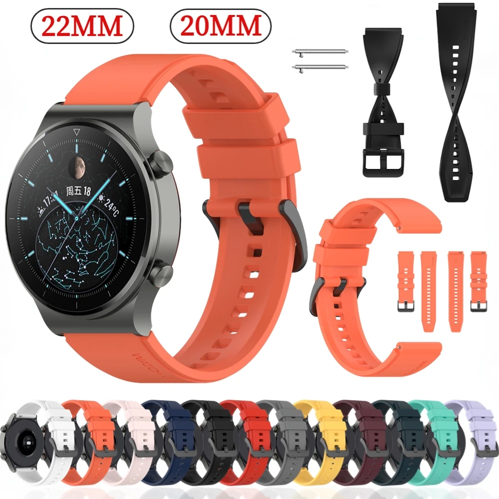 Top Trends: 22mm 20mm Official Silicone Band For Huawei Watch GT2 Pro Bracelet For Huawei GT 2 3 Pro / Samsung Watch 3 / 4 / Classic / 5 / 5 Pro Strap Shoppable Styles