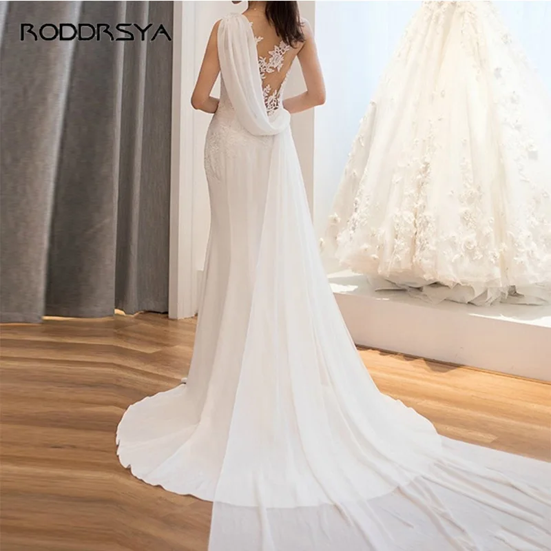 Top Trends: RODDRSYA Sexy Sleeveless Mermaid Wedding Dress Vestidos De Novia O-Neck Illusion Back Stretch Satin Lace Bridal Gown Elegant Shoppable Styles - Image 2