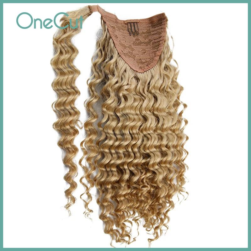 Top Trends: Deep Wave Ponytail Hair Extensions Brazilian Real Human Hiar Natural Invisible Hair Wigs Wrap Around Hairpiece For Women Shoppable Styles